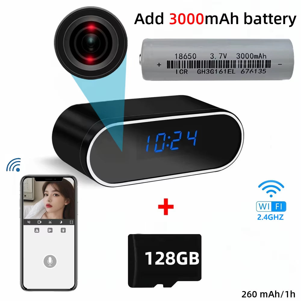 4K 1080P HD Mini Camera Clock Camera Wireless Wifi Camera Micro Cam IR Night View Alarm Camcorder Indoor Video Camera