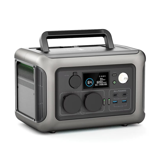 299Wh 600W Portable Power Station R600, Lifepo4 Battery Backup with UPS Function, 1 Hour to Full 400W Input, MPPT