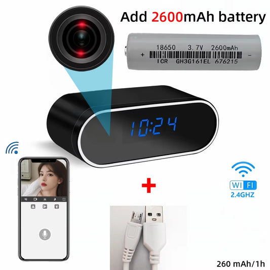 4K 1080P HD Mini Camera Clock Camera Wireless Wifi Camera Micro Cam IR Night View Alarm Camcorder Indoor Video Camera
