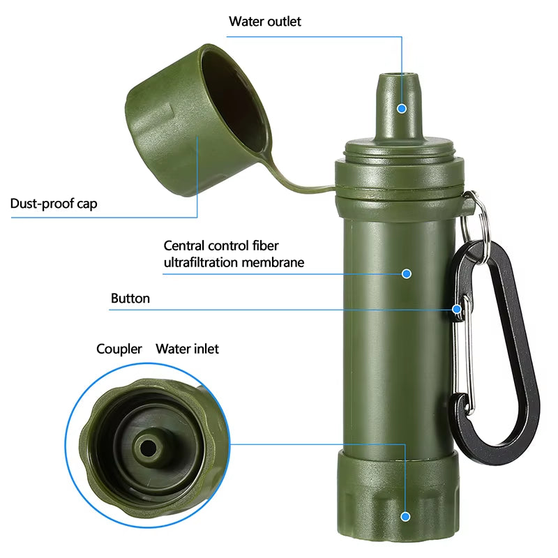 Outdoor Drinking Water Filtration Purifier Emergency Life Portable Survival Straw Water Filter Fishing Climbing Travel Camping
